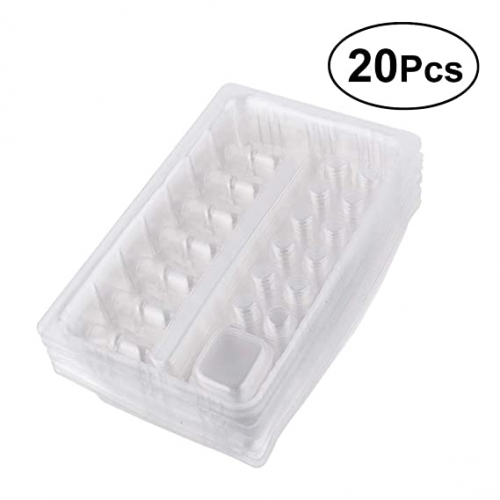 20pcs Disposable Plastic Tattoo Needle Cartridge Container Ink Cups Pigment Rack Holder Tray Tattoo Accessories (Transparent)