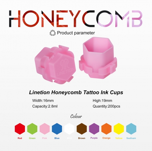 Linetion Tattoo Ink Caps Ink Cups for Tattooing Honeycomb Shape Spliceable Anti-Rollover Spill,Eco-Friendly Non Fade Material
